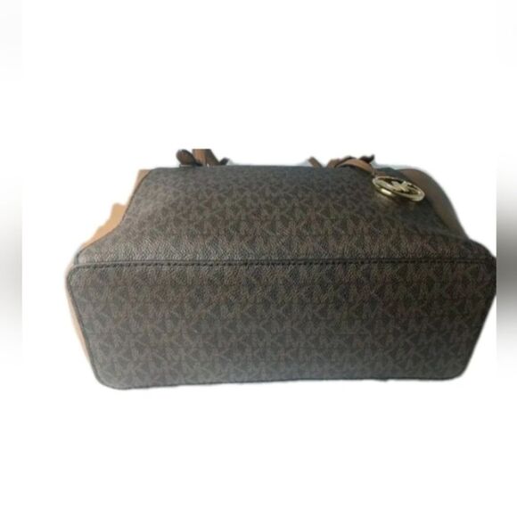 Michael Kors Charlotte Logo and Leather Top Zip Tote Bag~Brown - Picture 9 of 9